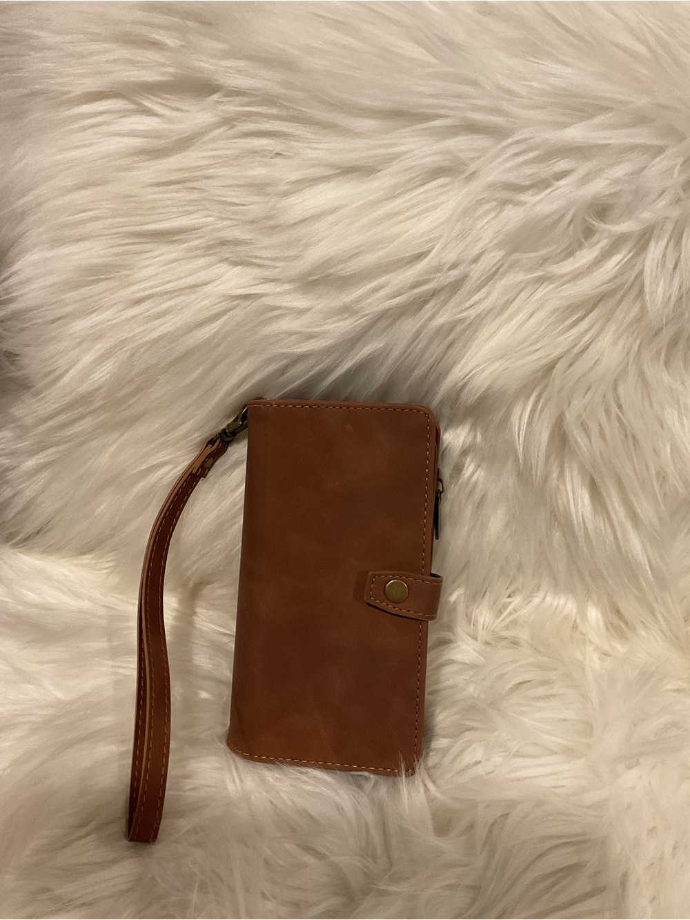 Brown Wristlet Wallet for iPhone 14